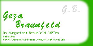 geza braunfeld business card